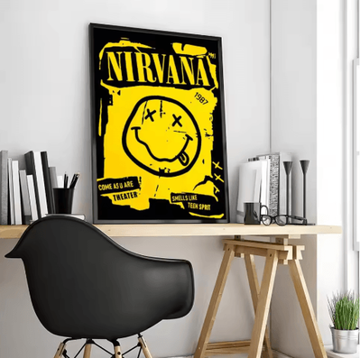 Inspire Picks Nirvana Rock Band Canvas Poster Grunge Calligraphy Wall Art For Music Room Decor black8 40x50cmframeless