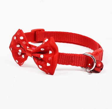 Inspired Deals Adjustable Bow Tie Pet Collar With Bell For Cats & Dogs Cute Stylish Everyday Wear red