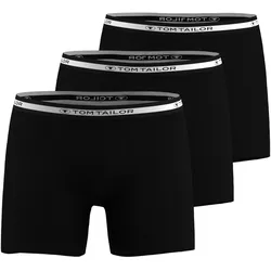 TOM TAILOR Herren Boxershorts, 3er Pack - Buffer, Long Boxer, Baumwoll-Stretch Schwarz / M