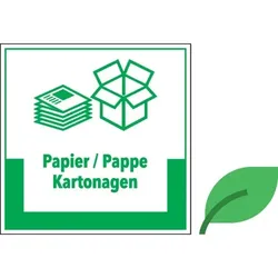 Abfallkennzeichen Papier/Pappe,mit Symbol und Text,KRO,ökolog. Folie,200x200mm