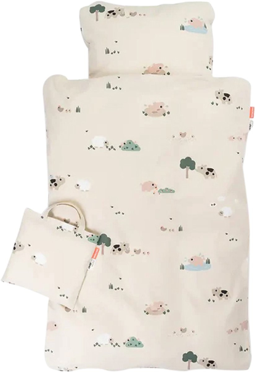 Done By Deer Junior Dekbed Tiny Farm - Sand - 40 x 60 cm