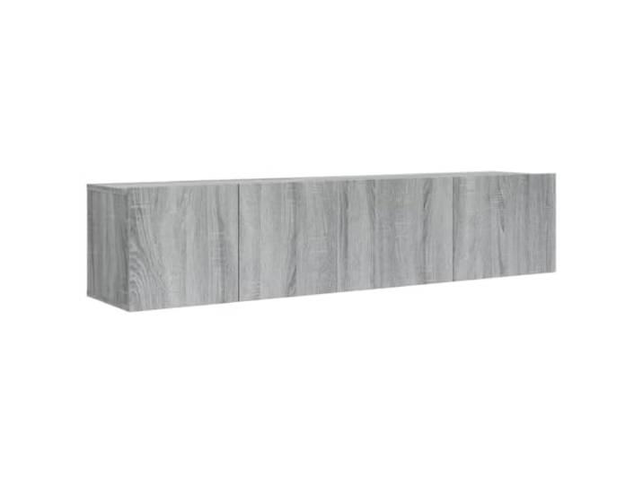 Roanoer 2-TLG TV-Schrank-Set Hängeschrank Grau Sonoma Holzwerkstoff Platzsparende Wandmontage fürs Wohnzimmer: Zweiteiliges Lowboard Ensemble mit reichlich Stauraum für Mediengeräte.