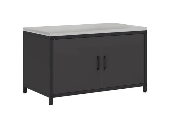 fsahslih Küchenschrank HATTEM Schwarz 90x50x53 cm aus Stahl mit 2 Türen Stabiler Outdoor Beistellschrank aus schwarzem Stahl für Garten, Terrasse und Grillbereich mit zwei praktischen Türen.