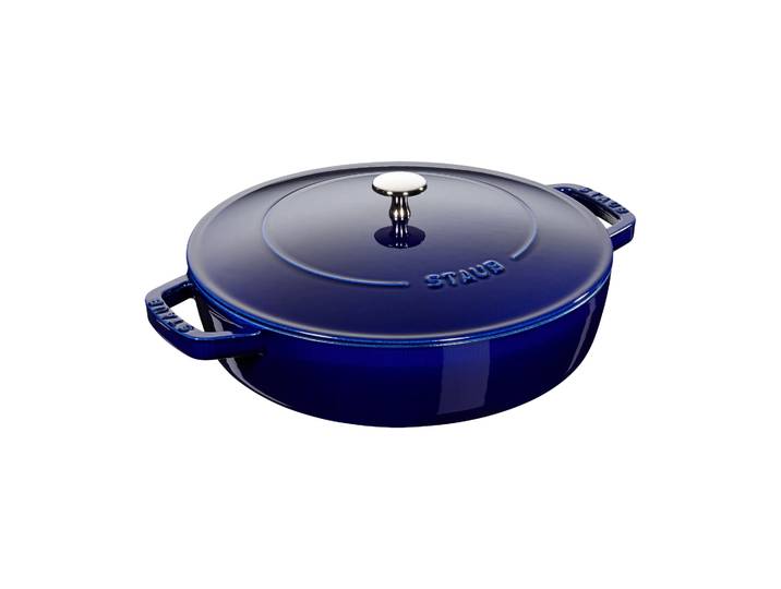 STAUB Staub Chistera tiefe Schmorpfanne Gusseisen Ø28 cm Dunkelblau
