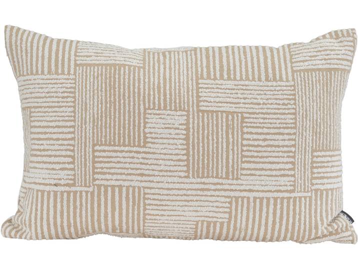 Dekokissen H.O.C.K. Lou , beige, natur, gestreift, B:60cm H:10cm L:40cm, Obermaterial: 100% Polyester. Füllung: 100% Polyester, Dekokissen_Sitzkissen_Kissenhüllen, Dekokissen, Sofakissen inkl. Füllung, 50x50cm, Dekokissen, feine Streifen