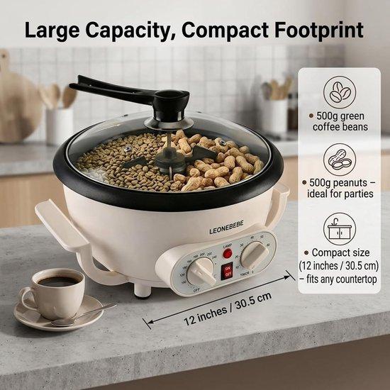 Kaffeeröster - Mit Timer - 1,6 kg Fassungsvermögen - Multifunktionale Kaffeebohnen-Röstmaschine - Für den Heimgebrauch