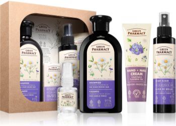 Green Pharmacy Chamomile & Flaxseed oil Set coffret para cabelo pintado . Chamomile & Flaxseed oil Set