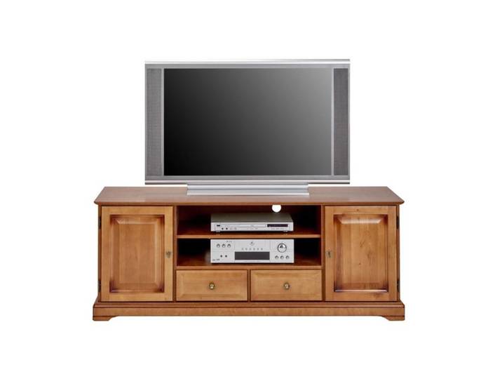 Meuble TV BAR 60 Pouces - ACTUAL DIFFUSION - Merisier - 2 Portes - 2 Tiroirs - 6 Niches