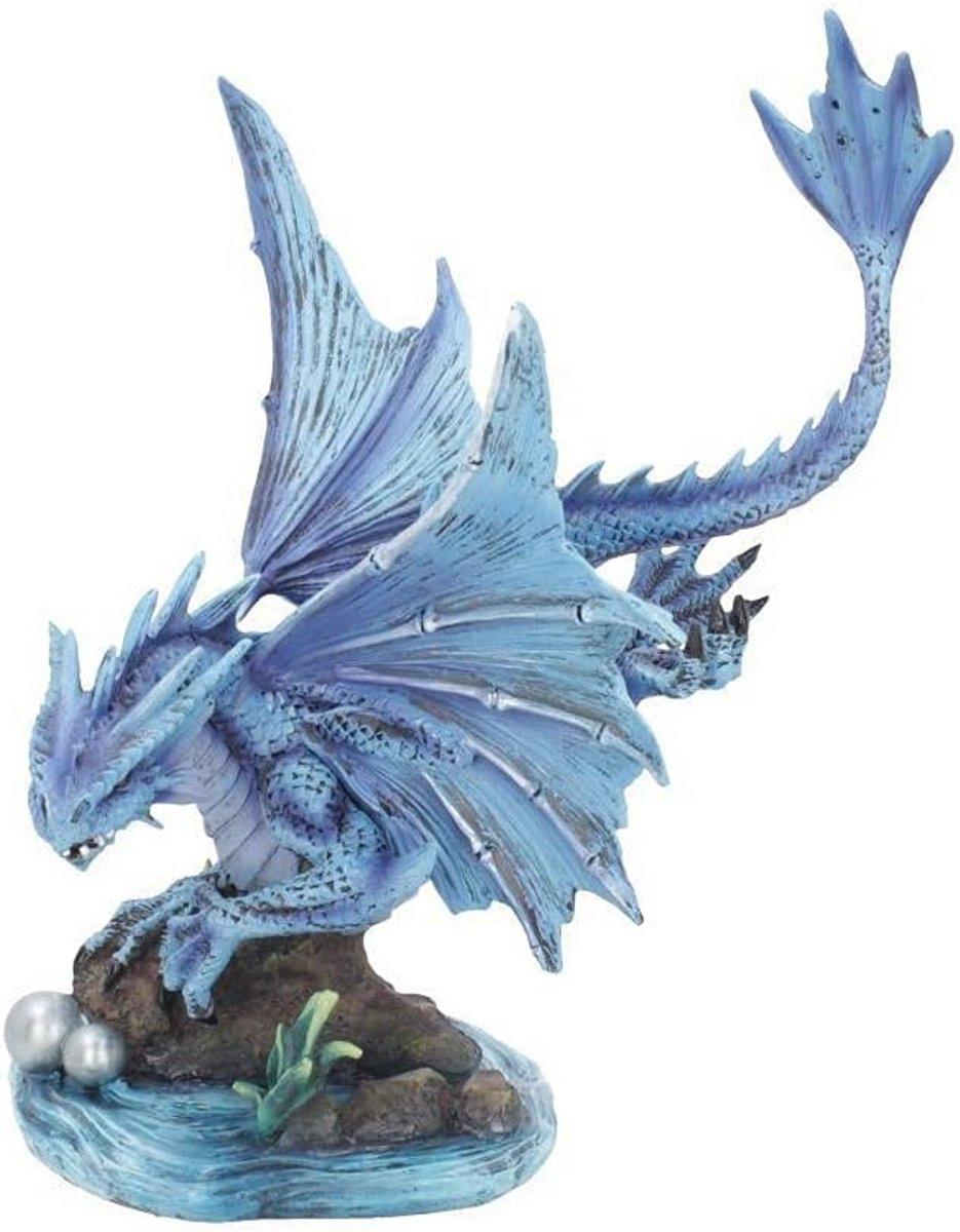 Volwassen Waterdraak Beeldje Blauw, Hoogte: 31 cm