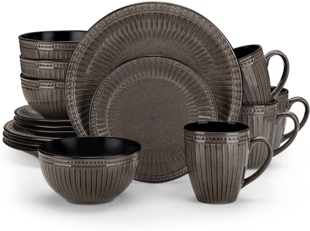 Vancasso Porcelain China Dinnerware Set 16 Piece - Service for 4 Brown 16