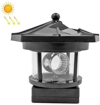 Snug & Styled Outdoor Solar Lighthouse Garden Light Waterproof Rotating LED Garden Landscape Decor black