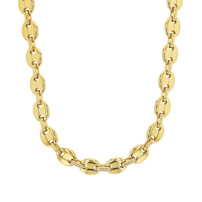 Collier JOOP, gelbgoldfarben, weiß, Halsketten, Damen, Edelstahl, L: 45 B: 9mm, Collier, mit Glassteine, B:9mm