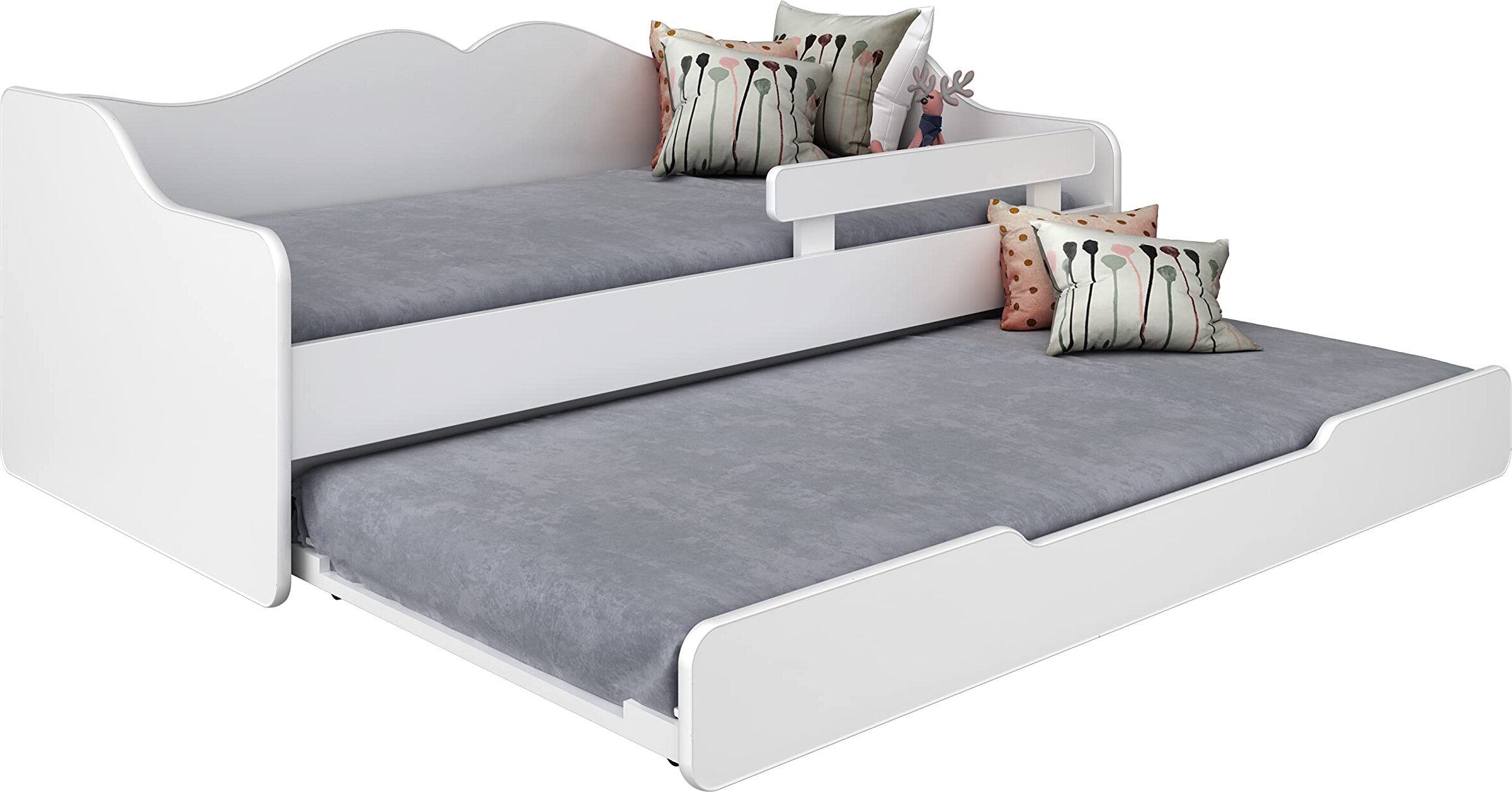BDW Kinderbett, Jugendbett, Doppelbett mit Lattenrost, Weiss, 160 x 70 cm