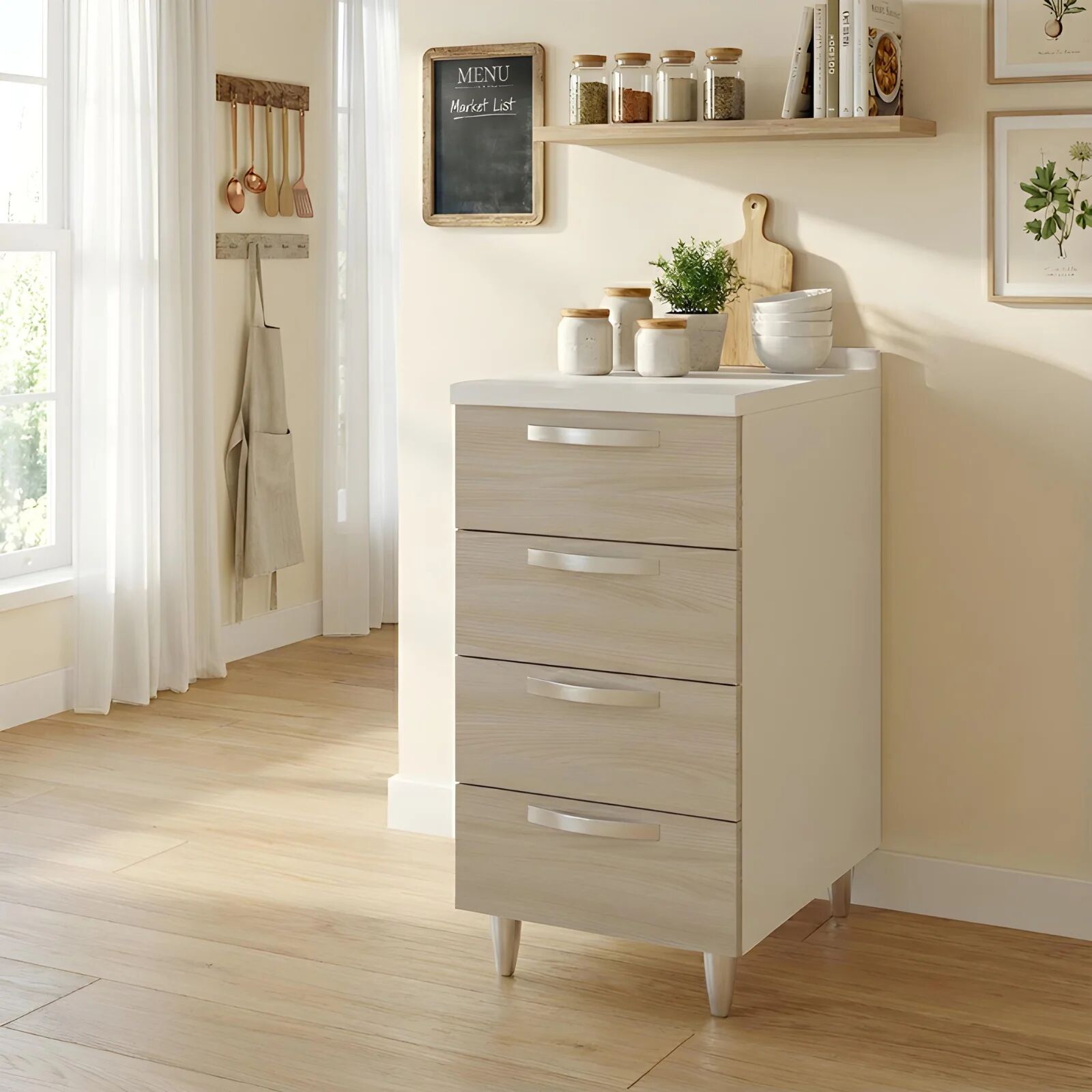 garneroarredamenti Mobile base cucina 40x86h cm 4 cassetti rovere olmo Talise