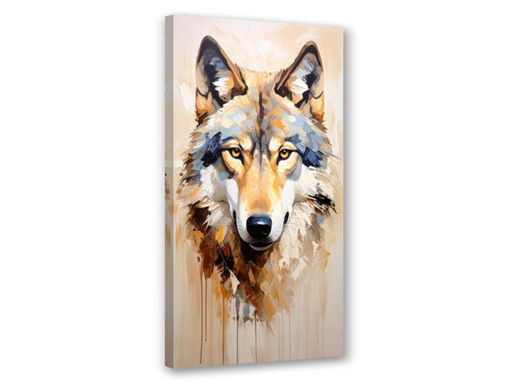 Feeby Leinwandbild Wolf Tiere Natur 40x80cm, Beige, Rechteckig, 40x80 cm, Bilder & Rahmen, Bilder, Leinwandbilder