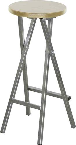 FUNSTAR 747222 Gartenhocker Stahl, Kiefernholz Grau, Natur