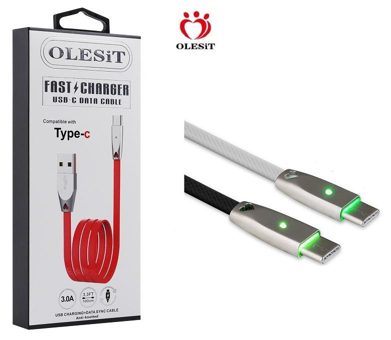 Olesit Gecertificeerde TPE USB-C Oplaadkabel 1 Meter Fast Charge 3.0A High Speed - Geschikt voor HTC modellen