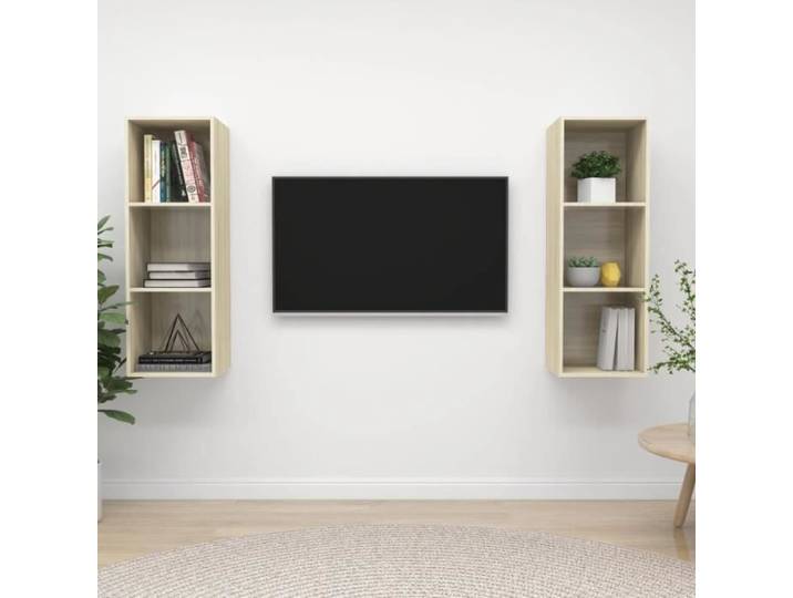 Ensemble de meuble TV mural suspendu - Chêne sonoma - Contemporain/Design