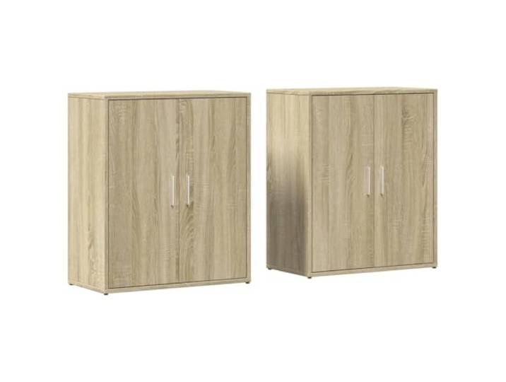 Fisinber 2er Set Sideboards Sonoma-Eiche 60x31x70 cm Holzwerkstoff Praktische Anrichte im 2er Set für Wohnzimmer und Flur, bietet viel Stauraum für Bücher und Deko auf robuster Oberplatte.