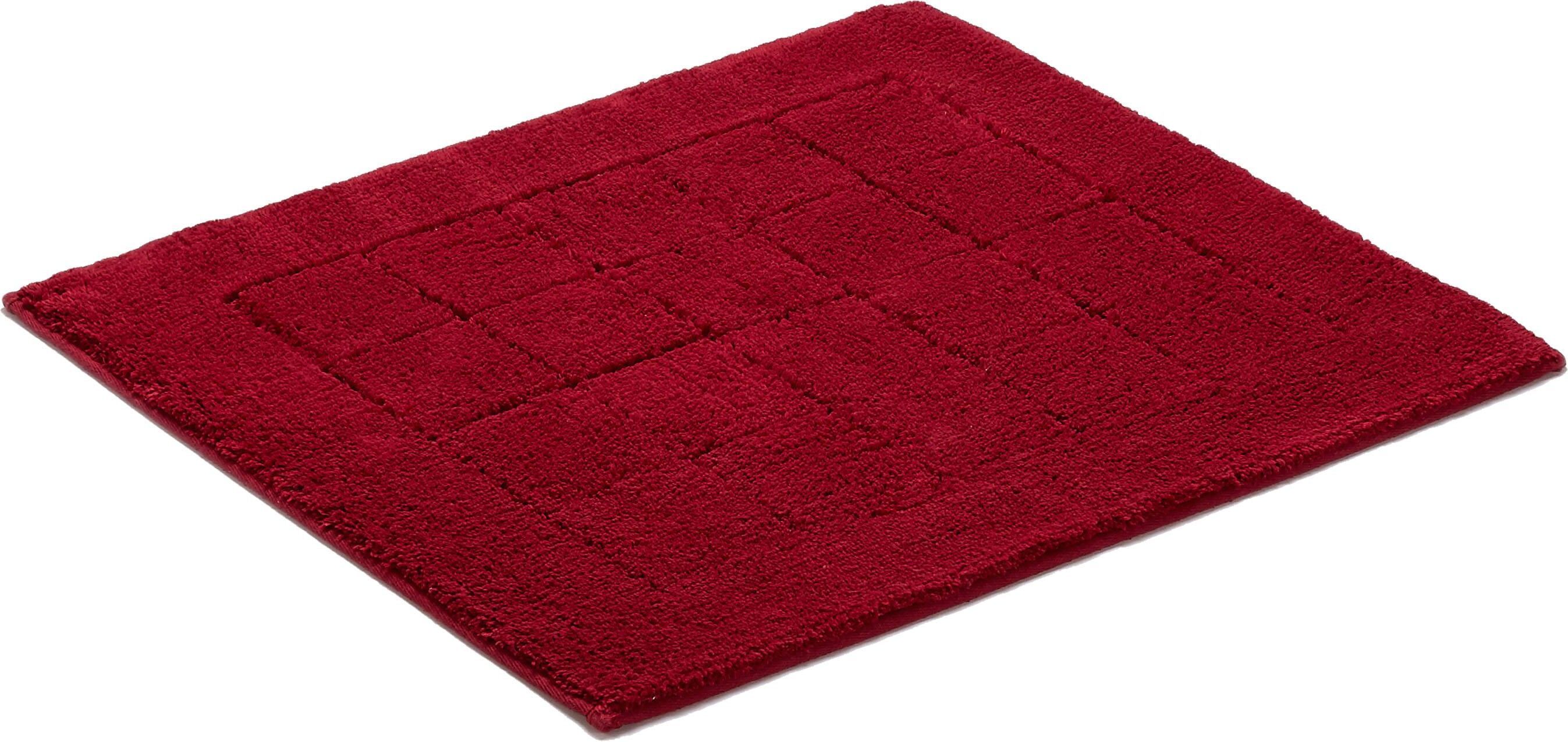 Badematte VOSSEN "Exclusive" Gr. 4, rot (rubin), H:20mm, Baumwolle, Badematten, Badematte, Badteppich, Uni-Farben, Karo Muster, Hoch-Tief Effekt, reine Baumwolle rubin rechteckig (67cm x 120cm )