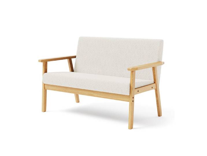 OUNUO Sofa 2 Sitzer Sofa Couch Loungesofa Modern und Skandinavisch, Weiß