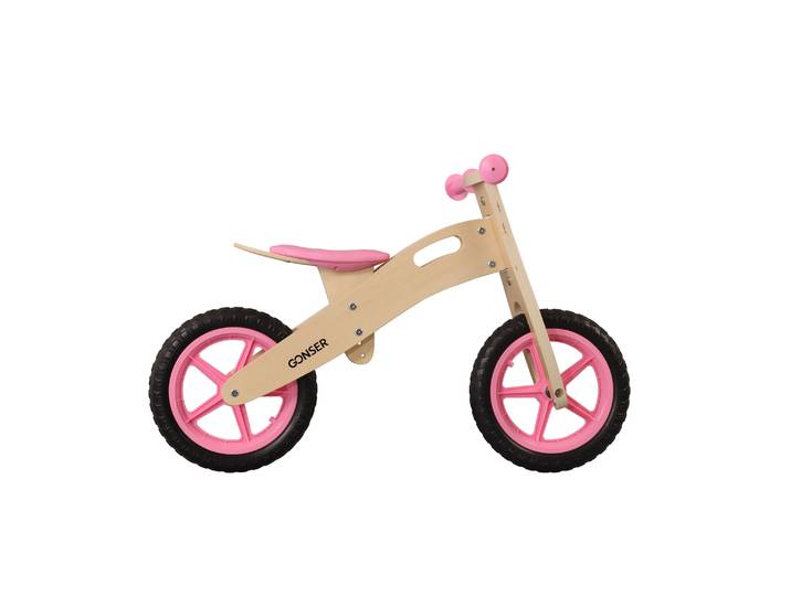 Laufrad Holz 12  pink/natur