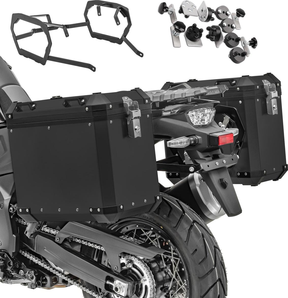 Alu-Koffer + Kofferträger für Chopper / Custombikes Pan America 1250 2