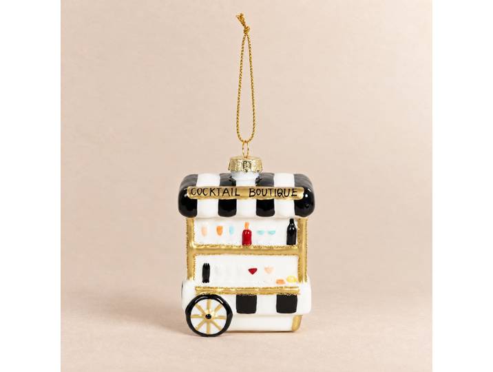 Weihnachts-Hängedekoration, bunter Cocktailwagen aus Glas