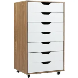 Helloshop26 - Aufbewahrungsschrank mit 7 Schubladen 49 x 40 x 87 cm modern flexible Mobilität gemütliche Atmosphäre Walnuss-MDF