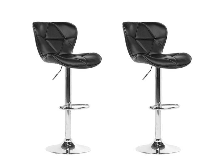 BARHOCKER 2er-Set Kunstleder Schwarz Valetta