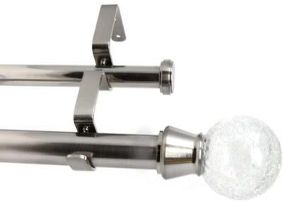 Urbanest "Crackle Glass Flat Button 1"" 3/4"" Double Drapery Curtain Window Rod"