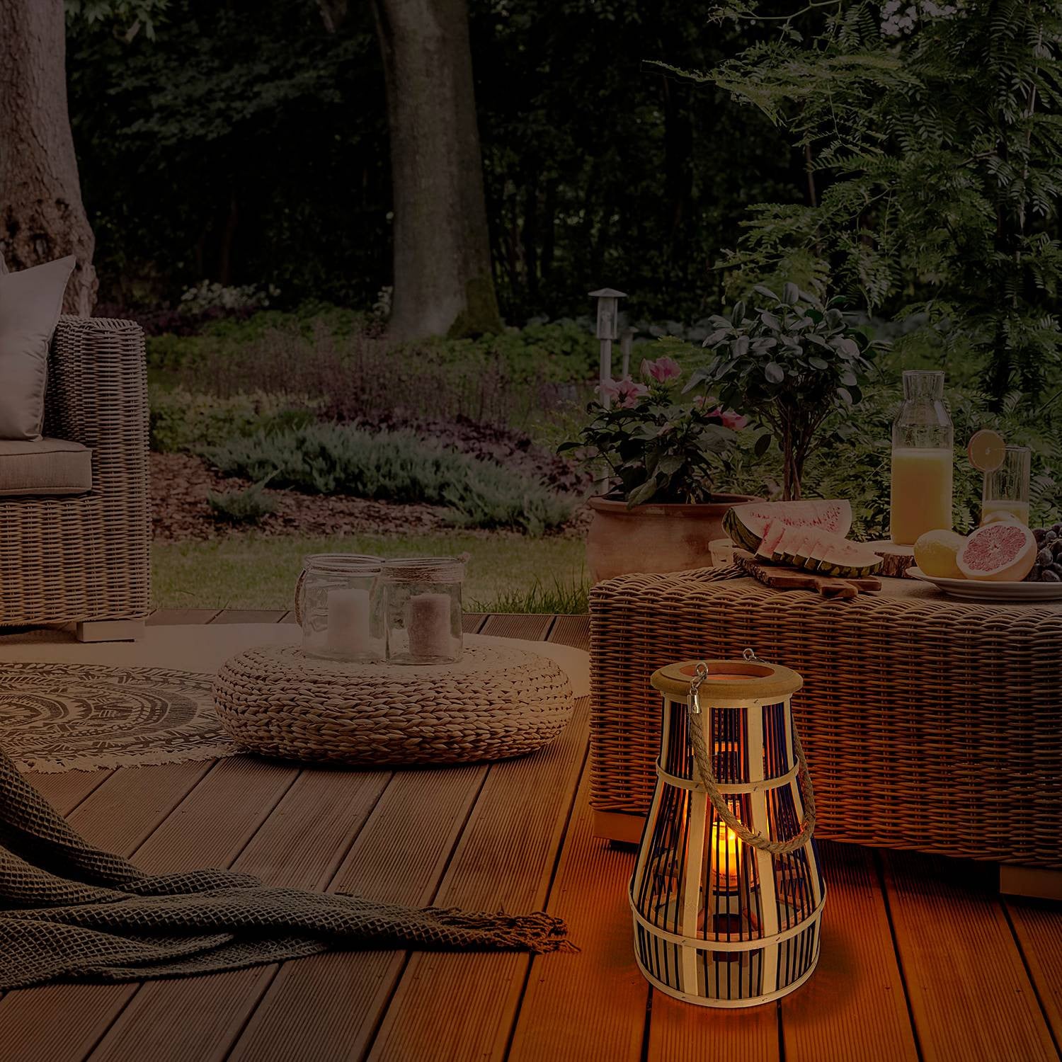 home24 Wiek LED-solarlamp bruin B/D/H: 24 x 35 x 24 cm