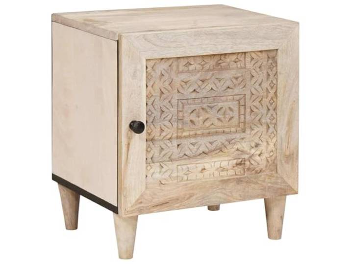 GHVBNMF Nachttisch Weiß 80x50x40 cm Beistelltisch Holzwerkstoff Vielseitiger Beistellschrank für Schlafzimmer und Wohnbereich mit praktischer Schranktür und stabilen Massivholzbeinen.