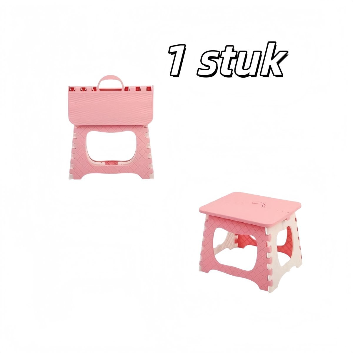 Opvouwbare antislip kruk met handvat - Roze - Medium