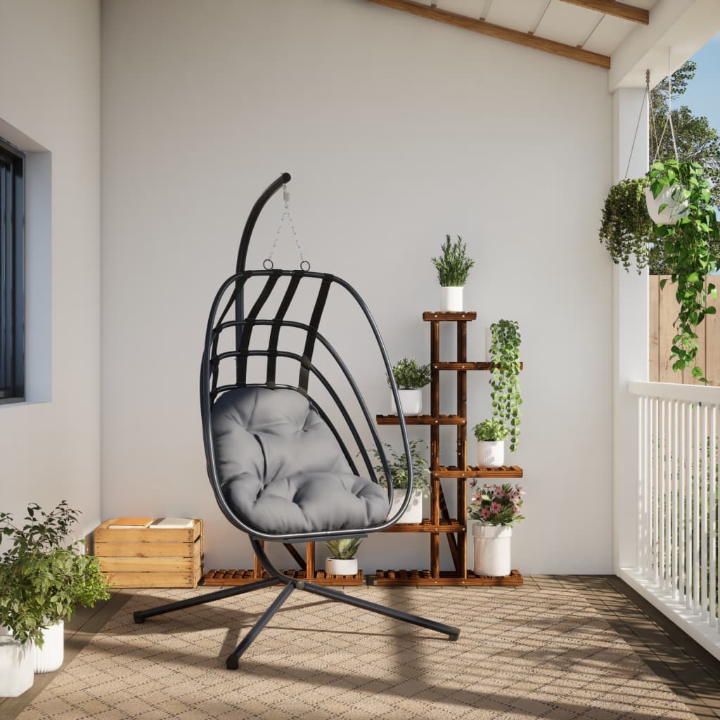 vidaXL Fauteuil suspendu en forme d'œuf avec support en acier anthracite