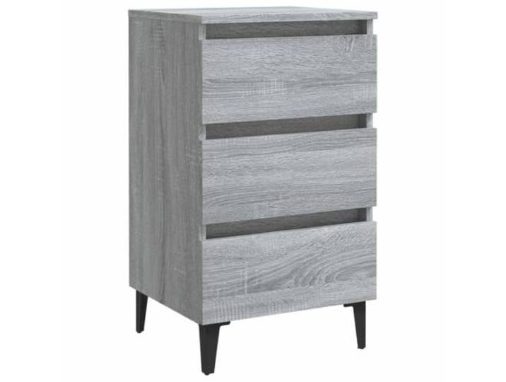 GHVBNMF Nachttisch mit 3 Schubladen Grau Sonoma 40x35x69 cm Industrieller Nachtschrank fürs Schlafzimmer mit 3 geräumigen Fächern und stabilen Metallbeinen.