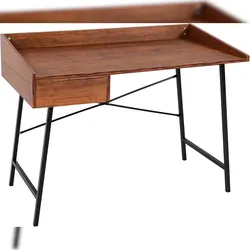 Décoshop26 - Büroschreibtisch mit Schublade 98 x 114 x 60 cm braunes MDF BUR04108