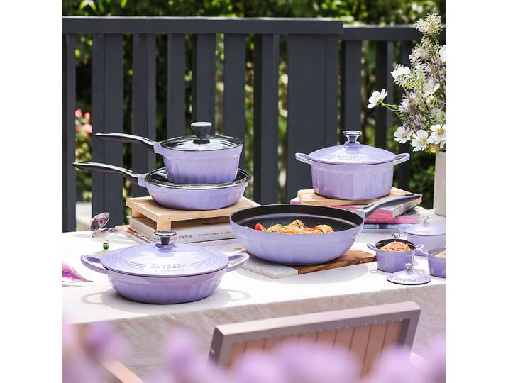 BUYDEEM Cocotte en fonte émaillée 2,9 L, 28 cm, CP581, 3,1 L, Lavande