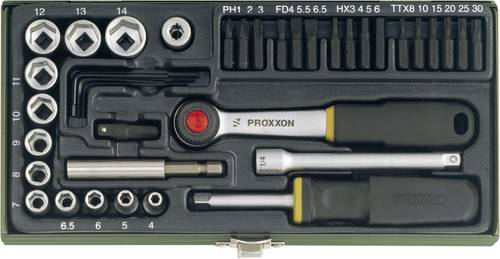 Proxxon Industrial Steckschlüssel-Bit-Einsatz-Set metrisch 1/4 (6.3 mm) 39teilig 23070