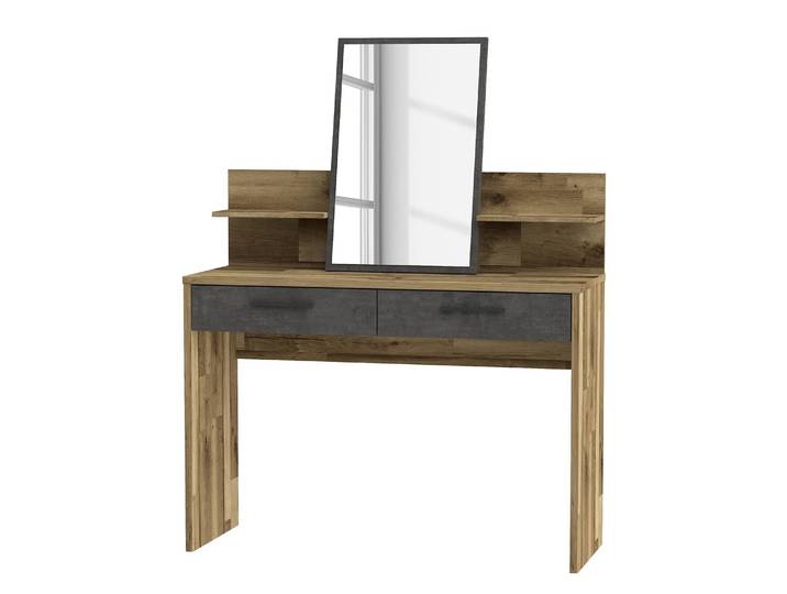 Schminktisch Rye 115 x 147 x 41cm Braun/Grau/Stabeiche Dekor/Betonoptik Dunkelgrau