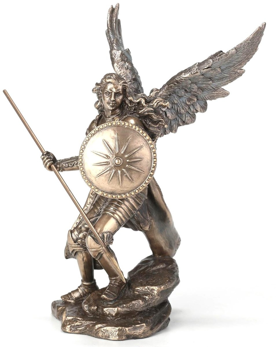 Veronese Design Beeld Aartsengel Raphael met speer en schild H 24 cm x B 17,2 cm x D 12,1 cm