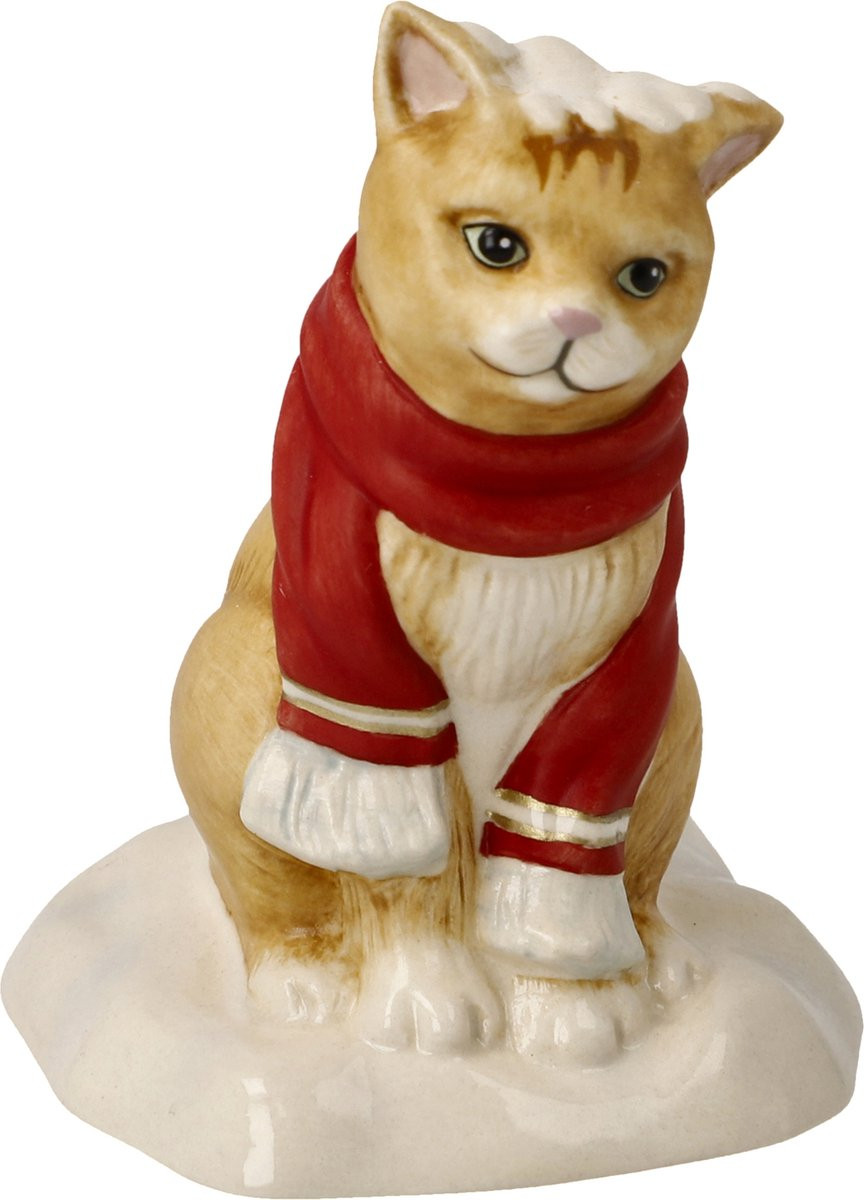Goebel Kerst Decoratief beeld Kat Sneeuwbalgevecht Aardewerk 7 cm