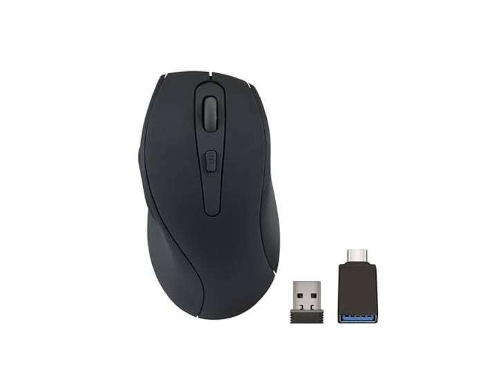 Speedlink AXON Silent Mouse Wireless - PC-muis draadloos, stille klik, met oplaadbare oplaadbare USB-C, antibacterieel rubberen oppervlak, ergonomisch, 2,4 GHz, tot 1600 dpi, zwart