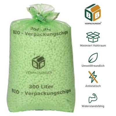 BB-Verpackungen GmbH 4 x Helle Bio-Verpackungschips 300 Liter "BIG" Füllmaterial Versandchips Verpackungsmaterial Versandmaterial Polsterchips Polster BB-Verpackungen