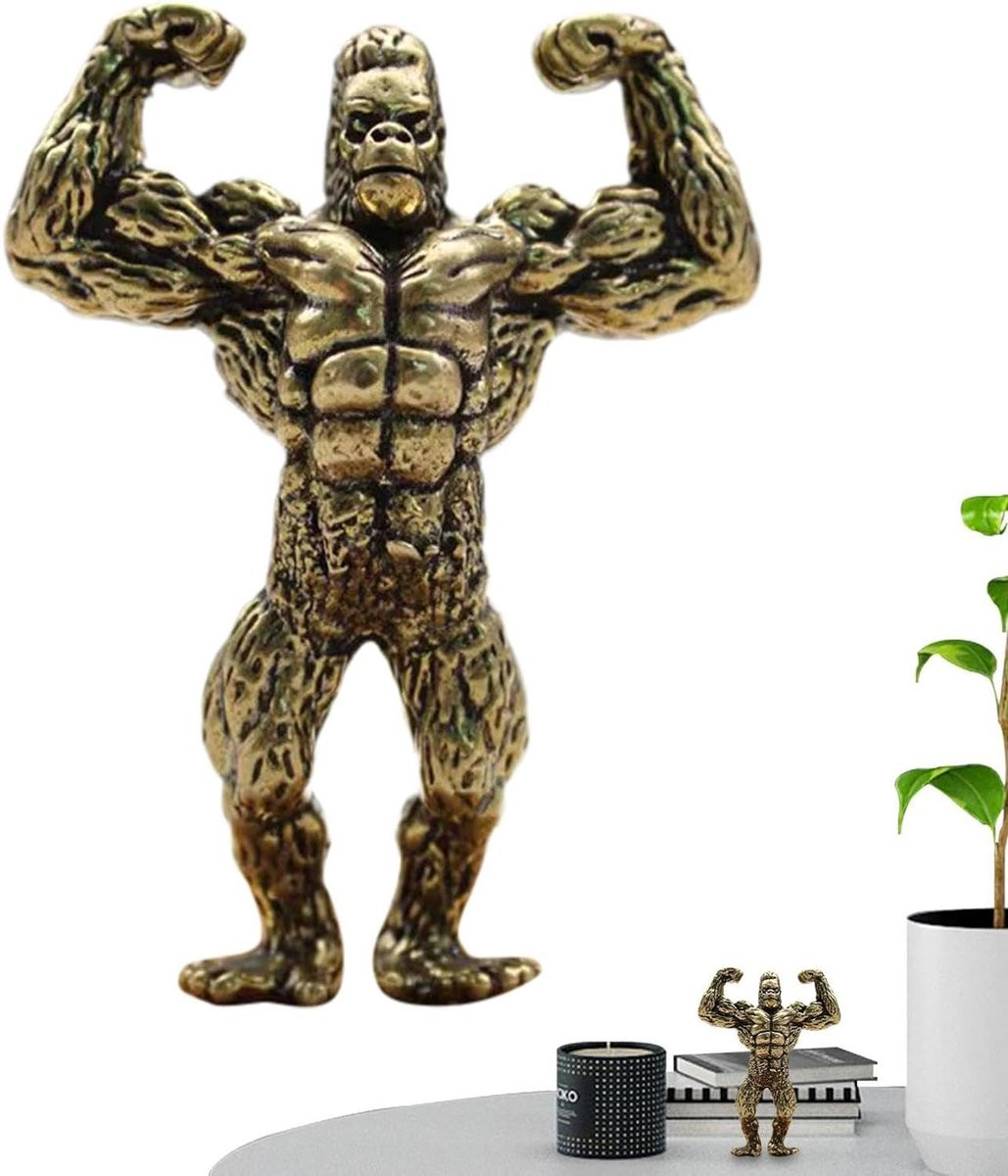Gorilla Beeld Koperen Figuur Woondecoratie Koper 7 x 4 cm