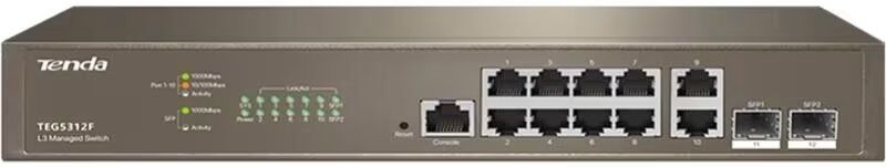 Ip-Com Switch 12 Puertos Teg5312f 10 Gigabit Ethernet 2 Sfp Gestionable L3 Talla Única Unisex