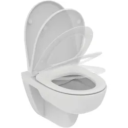 Ideal Standard i.life A WC-Set, Wandtiefspül-WC mit Absenkautomatik, Rundes Design, Alpin Weiß