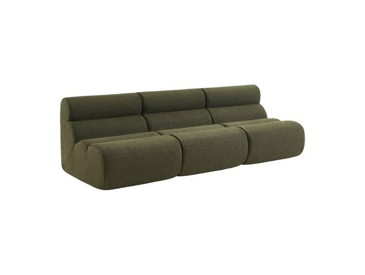 Chauffeuse bouclette compressée texturée kaki (lot de 3)