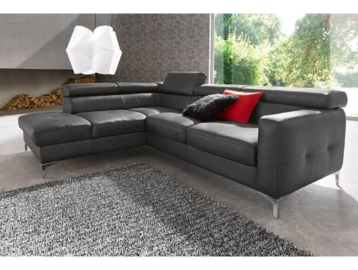 COTTA Polstergarnitur Sammy L-Form, (Set), Set bestehend aus: Ecksofa mit Kopfteilverstellung & Hocker