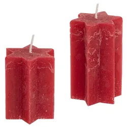 Rustikale Kerzen "Stern", rot, 12 cm und 9 cm, 2 Stück